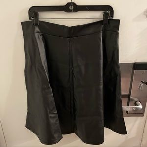 Pleather Knee Length A-line Skirt